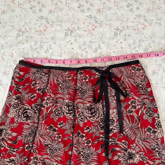 Mesh Y2k Vintage Euro Slip Skirt Roses with Black Lace Bow Tie Lined - Picture 6 of 8